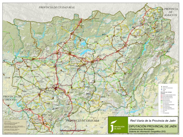 Imagen del mapa de carreteras de la provincia de Jaén