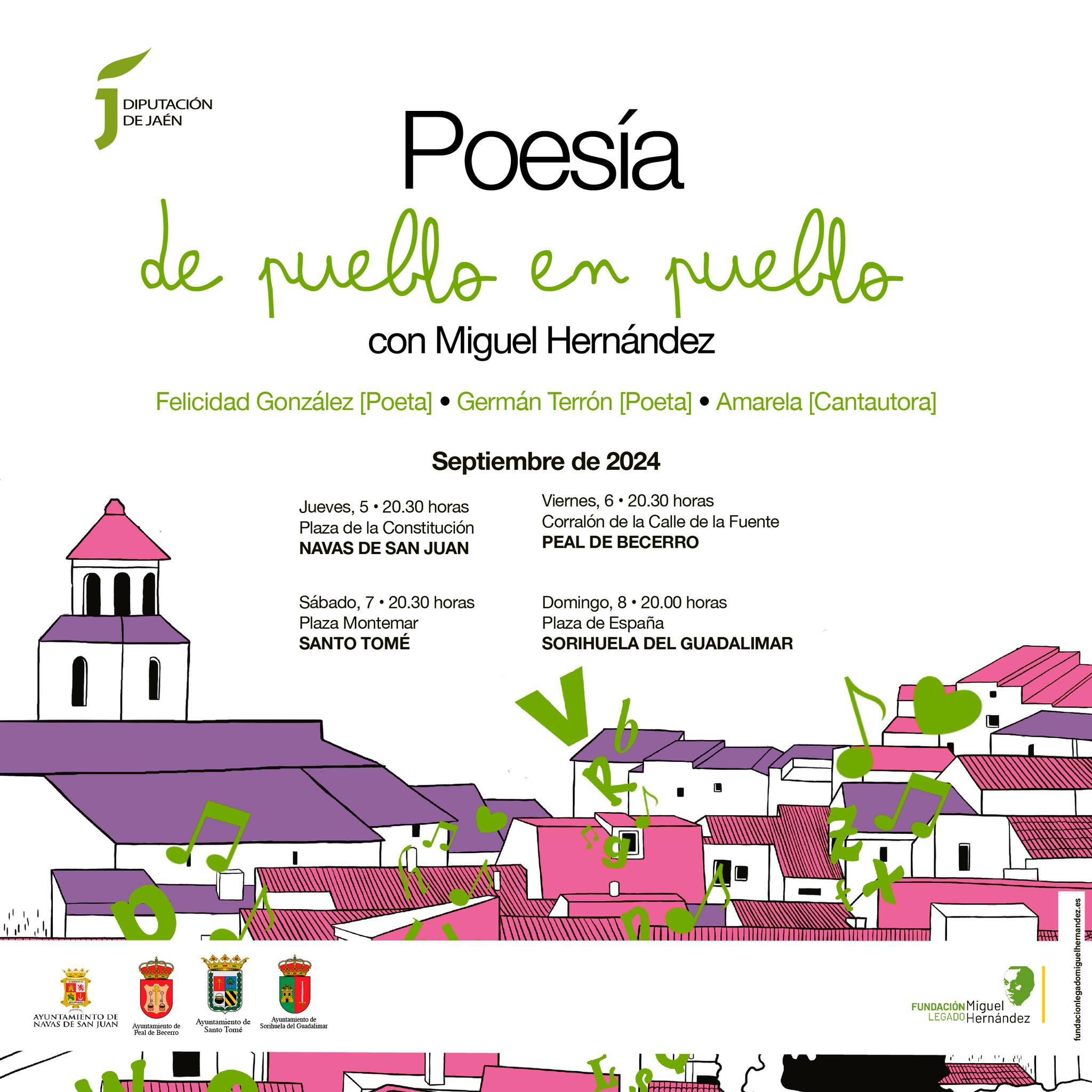 El ciclo “Poesía de pueblo en pueblo” acercará la obra de Miguel Hernández a cuatro municipios de la provincia | Diputación de Jaén | Ampliar imagen