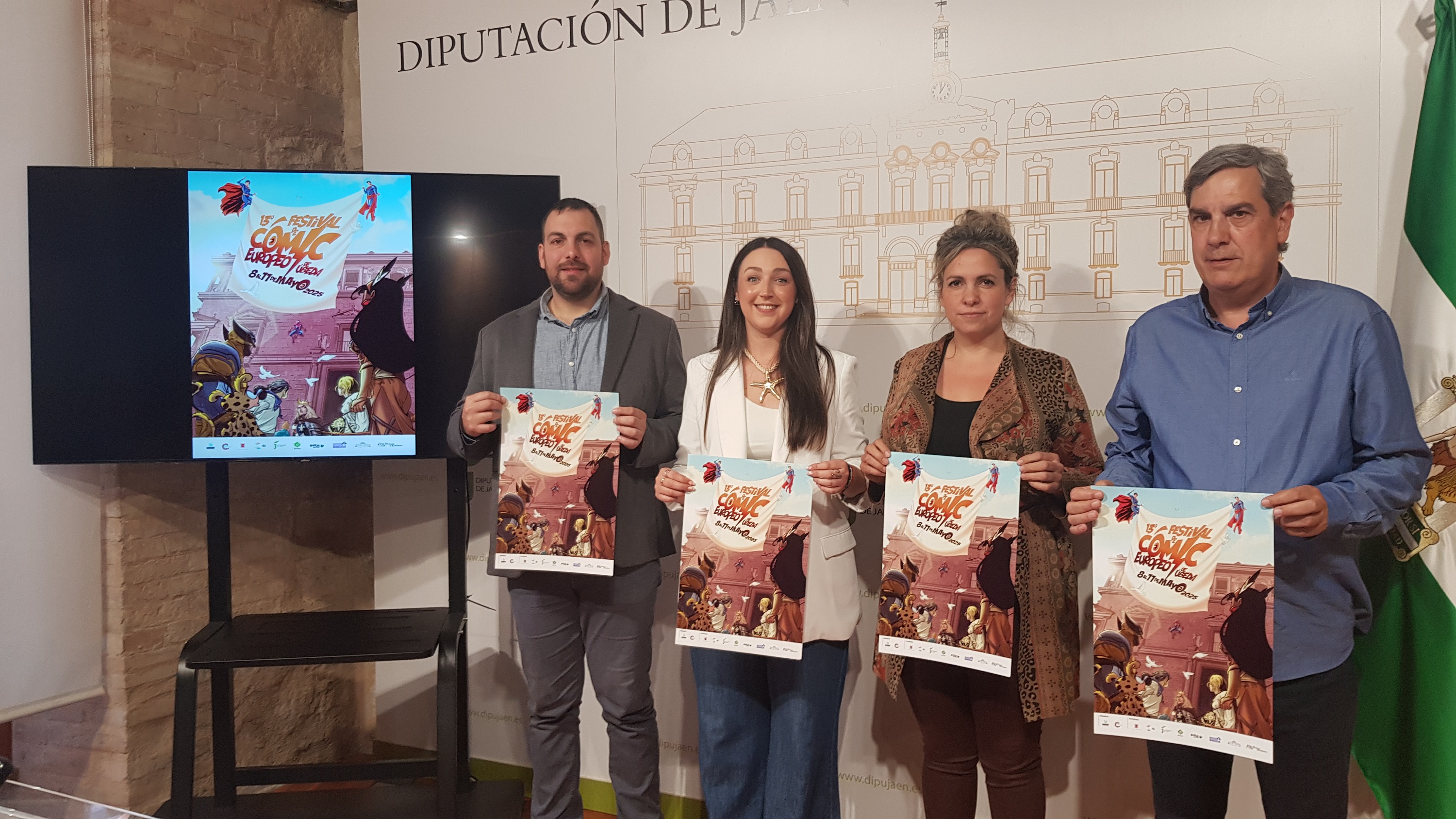 Pablo Lozano, María Dolores Ruiz, Natalia Pérez y Javier López, en la presentación del 13º Festival de Cómic Europeo de Úbeda | Diputación de Jaén | Ampliar imagen